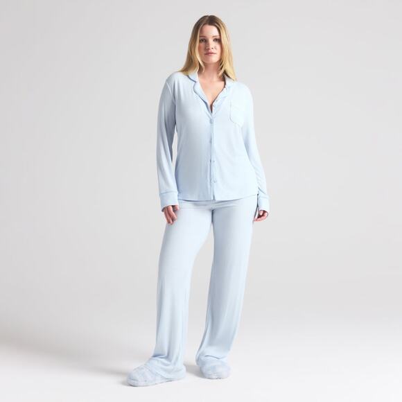 SKIMS SOFT LOUNGE LONG SLEEVE SLEEP SET IN BLUE QUARTZ SIZE SMALL - Picture 1 of 10